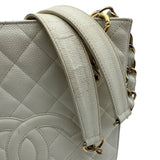 シャネル CHANEL PSTチェーントートバッグ A50994 8番台 ホワイト ゴールド金具 キャビアスキン レディース トートバッグ