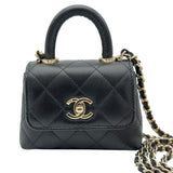 シャネル CHANEL ココハンドル マイクロ AP4245 LL番台 ブラック ゴールド金具 キャビアスキン レディース ショルダーバッグ