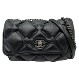 シャネル CHANEL バブルキルト フラップバッグ A93602 23番台 ブラック/シルバー金具 ラムスキン レディース ショルダーバッグ