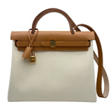 エルメス HERMES エールバッグジップPM W刻 ベージュ/ナチュラル ゴールド金具 トワル/ハンター レディース ショルダーバッグ