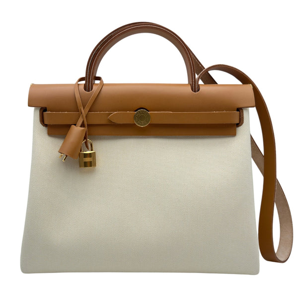 エルメス HERMES エールバッグジップPM W刻 ベージュ/ナチュラル