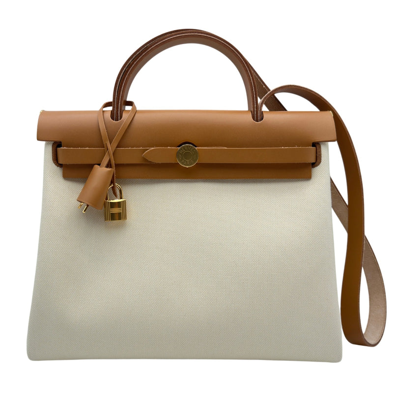 エルメス エールハンドバッグ　PM エルメス HERMES エールバッグジップPM W刻 ベージュ/ナチュラル