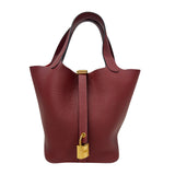 エルメス HERMES ピコタンロックPM U刻 ルージュアッシュ ゴールド金具 トリヨン レディース ハンドバッグ
