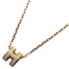 エルメス HERMES ポップＨミニネックレス ホワイト/ピンクゴールド金具 エナメル/メタル アクセサリー