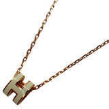 エルメス HERMES ポップＨミニネックレス ホワイト/ピンクゴールド金具 エナメル/メタル アクセサリー