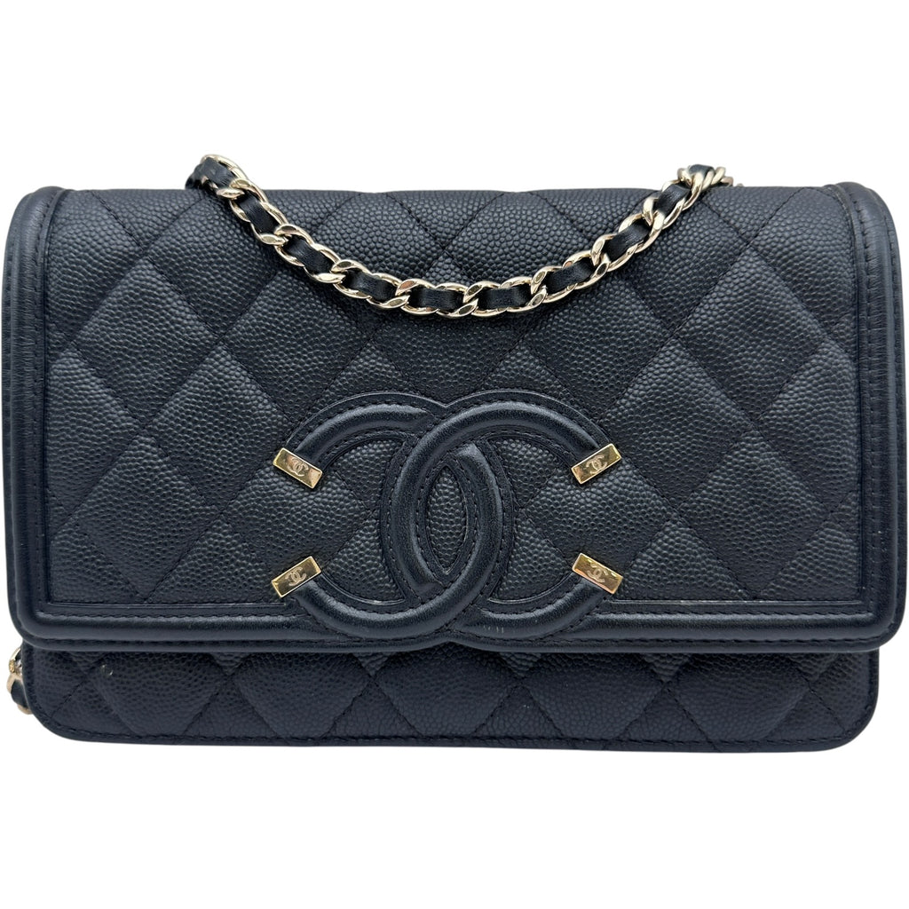 【レア】シャネル CCフィリグリー チェーンウォレット 長財布ツイード14M32 シャネル CHANEL CCフィリグリーチェーンウォレット 29番台 ブラック