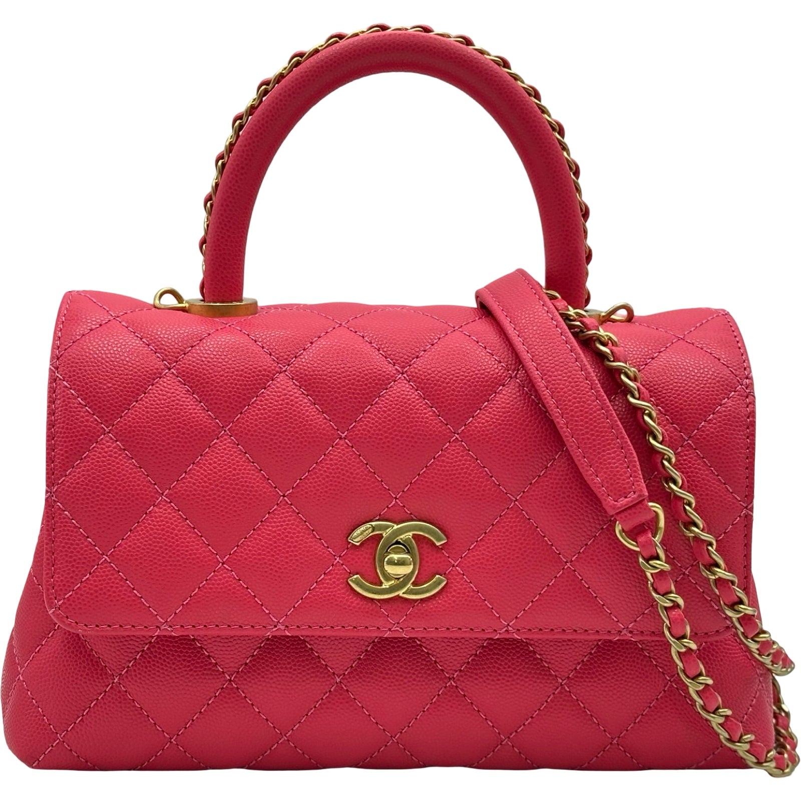 シャネル CHANEL ココハンドルXS A92900 ピンク ゴールド金具 キャビア