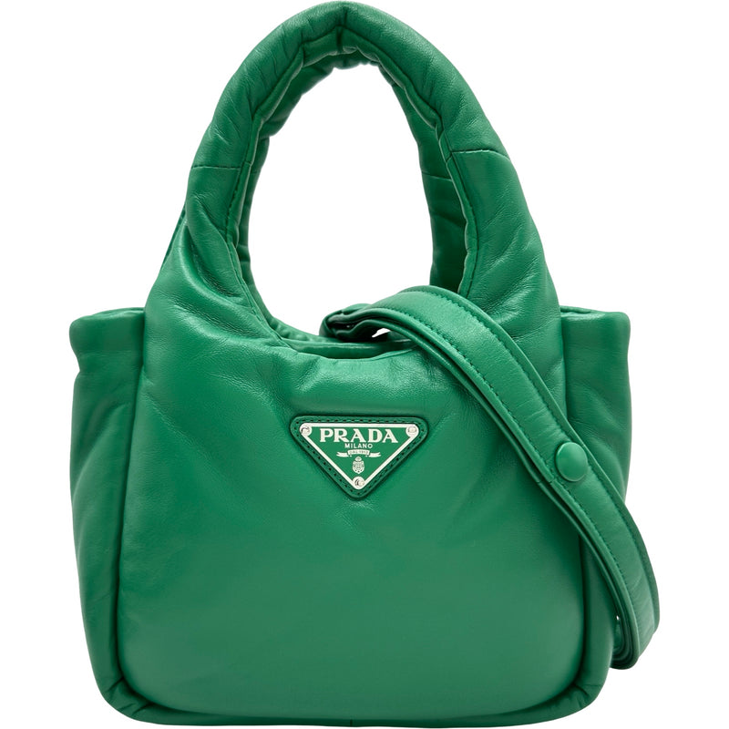 PRADA プラダ ナイロン トートバッグ グリーン レディース ブランド プラダ PRADA 2wayハンドバッグ グリーン レザー レディース