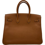 エルメス HERMES バーキン35 □M刻 ゴールド シルバー金具 トゴ レディース ハンドバッグ