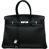 エルメス HERMES バーキン35 □N刻 ブラック シルバー金具 トゴ レディース ハンドバッグ