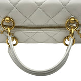 シャネル CHANEL ミニボーリングバッグ AS4202 ホワイト ゴールド金具 ラムスキン レディース ハンドバッグ