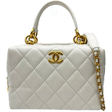 シャネル CHANEL ミニボーリングバッグ AS4202 ホワイト ゴールド金具 ラムスキン レディース ハンドバッグ