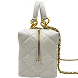 シャネル CHANEL ミニボーリングバッグ AS4202 ホワイト ゴールド金具 ラムスキン レディース ハンドバッグ