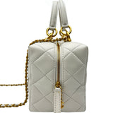 シャネル CHANEL ミニボーリングバッグ AS4202 ホワイト ゴールド金具 ラムスキン レディース ハンドバッグ