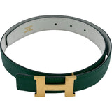 エルメス HERMES Hベルト ▢B刻印 グリーン ゴールド金具 クシュベル レディース ベルト