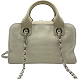 シャネル CHANEL ドーヴィル ボーリングバッグ A92750 ホワイト キャンバス/レザー レディース ショルダーバッグ
