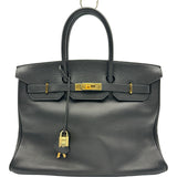 エルメス HERMES バーキン35 □B刻印 ブラック ゴールド金具 アルデンヌ レディース ハンドバッグ