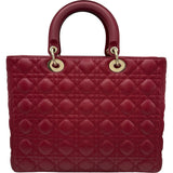 クリスチャン・ディオール Christian Dior レディディオール　ラージ ワインレッド カナージュ/レザー レディース ハンドバッグ