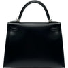 エルメス HERMES ケリー28 外縫い W刻 ブラック シルバー金具 ボックスカーフ レディース ショルダーバッグ