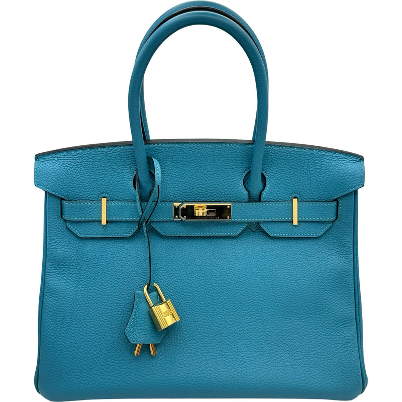 エルメス HERMES バーキン30 R刻 ターコイズ ゴールド金具 トゴ