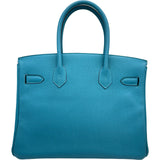 エルメス HERMES バーキン30 R刻 ターコイズ ゴールド金具 トゴ レディース ハンドバッグ