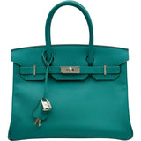 エルメス HERMES バーキン30 □P刻 ヴェールヴェローヌ シルバー金具 エプソン レディース ハンドバッグ
