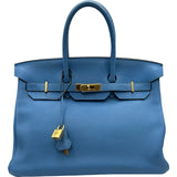 エルメス HERMES バーキン35 □R刻印 ブルーパラダイス ゴールド金具 トリヨン レディース ハンドバッグ