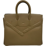 エルメス HERMES バーキンシャドウ25 W刻印 エトゥープ シルバー金具 スイフト レディース ハンドバッグ