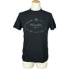 プラダ PRADA ロゴ刺繍半袖Tシャツ UJN555 ブラック コットン メンズ 半袖Ｔシャツ