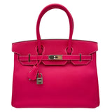エルメス HERMES バーキン30 □Q刻 ローズティリアン/シルバー金具 エプソン レディース ハンドバッグ