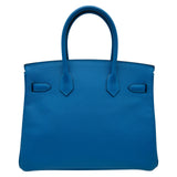 エルメス HERMES バーキン30 A刻 ブルーサンジバル/シルバー金具 エプソン レディース ハンドバッグ