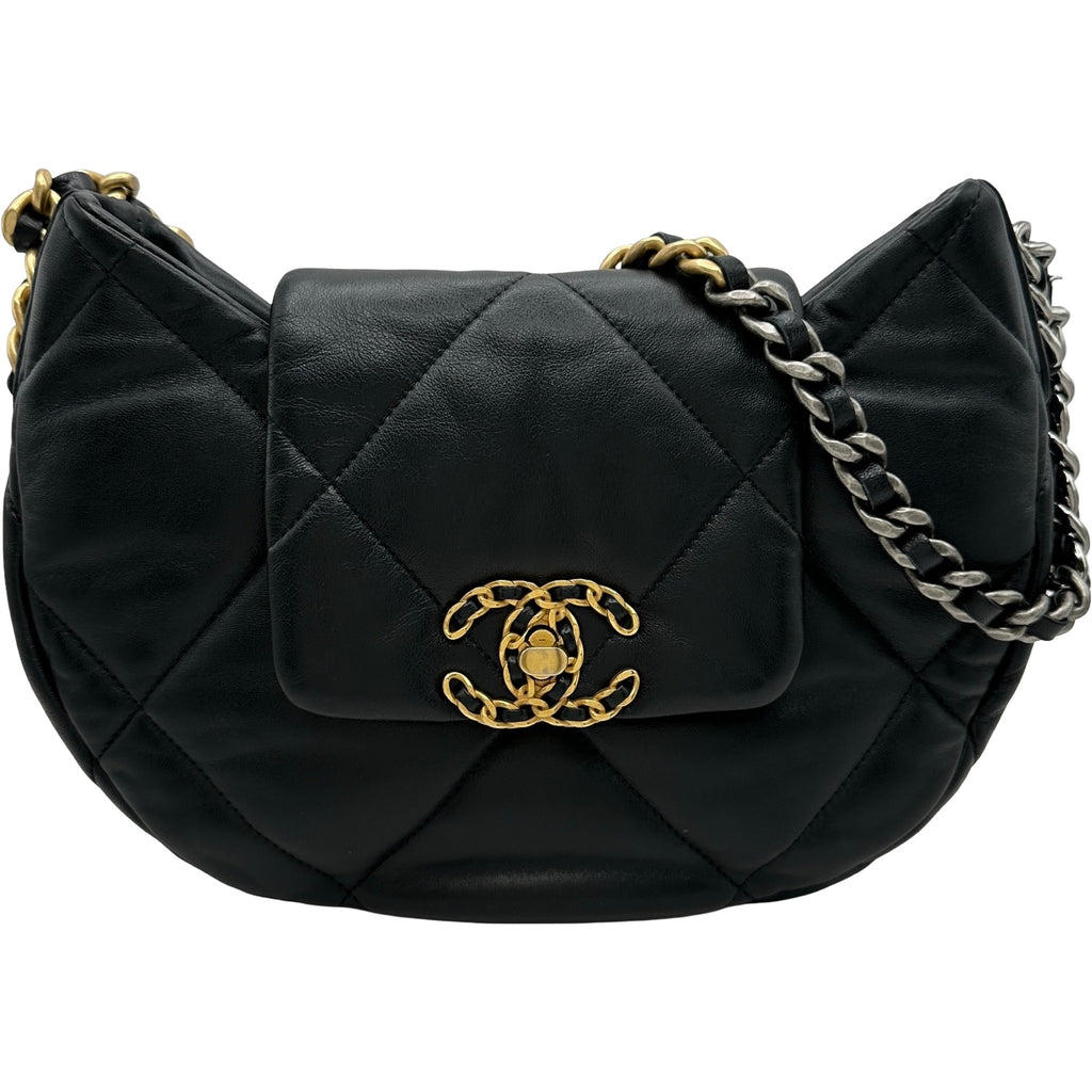 シャネル CHANEL シャネル19チェーンショルダー ブラック シルバー