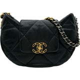 シャネル CHANEL シャネル19チェーンショルダー ブラック シルバー/ゴールド金具 ラムスキン レディース ショルダーバッグ