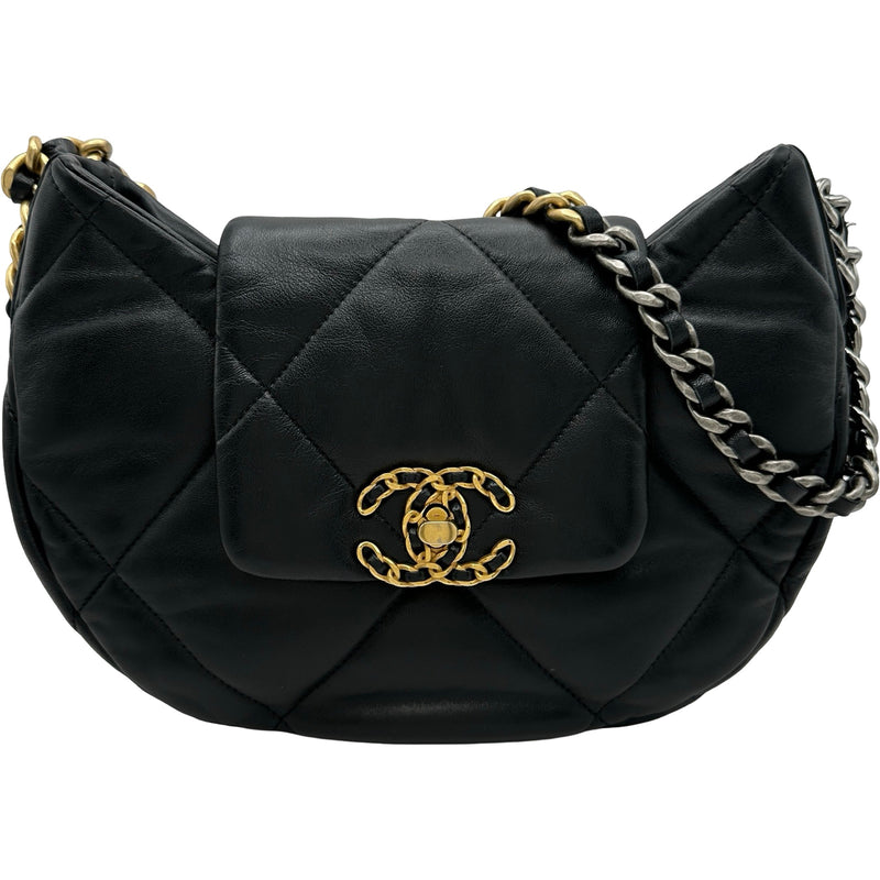 シャネル CHANEL シャネル19チェーンショルダー ブラック シルバー