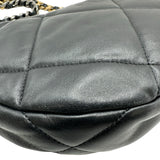 シャネル CHANEL シャネル19チェーンショルダー ブラック シルバー/ゴールド金具 ラムスキン レディース ショルダーバッグ
