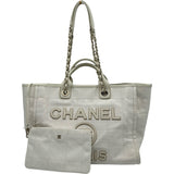 シャネル CHANEL ドーヴィルGM チェーントートバッグ A66941 アイボリー キャンバス/カーフ レディース トートバッグ
