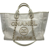 シャネル CHANEL ドーヴィルGM チェーントートバッグ A66941 アイボリー キャンバス/カーフ レディース トートバッグ