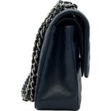 シャネル CHANEL マトラッセ25 A01112 18番台 ネイビー シルバー金具 キャビアスキン レディース ショルダーバッグ