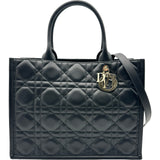 クリスチャン・ディオール Christian Dior ブックトート ミディアム M13240WHP ブラック カーフ カナージュ レディース トートバッグ
