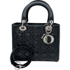 クリスチャン・ディオール Christian Dior レディディオール ミディアム ブラック×シルバー金具 カナージュ/パテントカーフスキン レディース ハンドバッグ