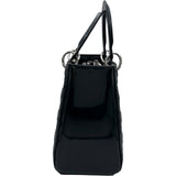 クリスチャン・ディオール Christian Dior レディディオール ミディアム ブラック×シルバー金具 カナージュ/パテントカーフスキン レディース ハンドバッグ