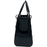 クリスチャン・ディオール Christian Dior レディディオール ミディアム ブラック×シルバー金具 カナージュ/パテントカーフスキン レディース ハンドバッグ