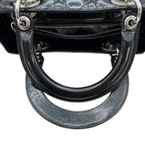クリスチャン・ディオール Christian Dior レディディオール ミディアム ブラック×シルバー金具 カナージュ/パテントカーフスキン レディース ハンドバッグ