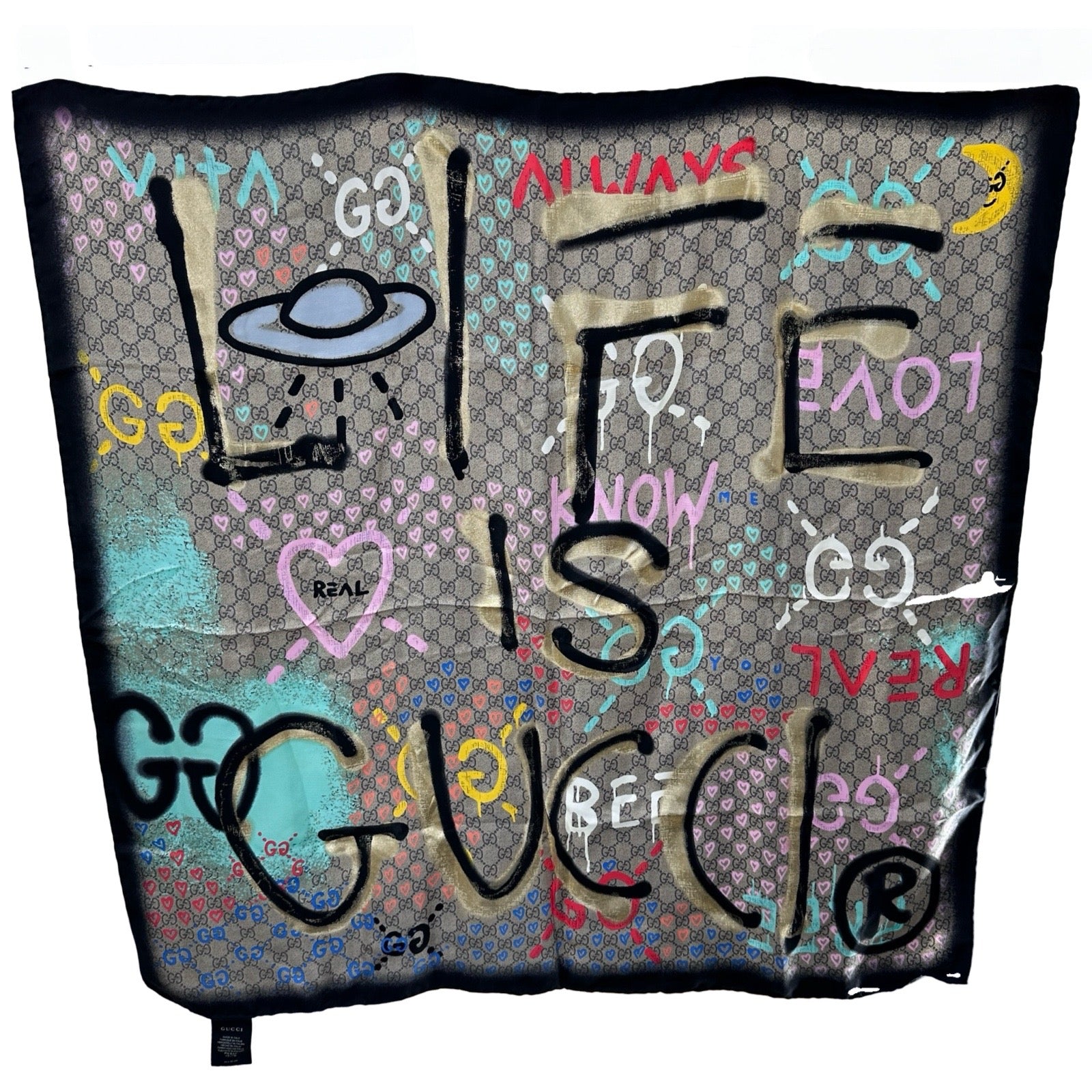 グッチ GUCCI グッチゴースト スカーフ マルチカラー シルク