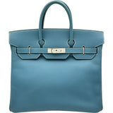 エルメス HERMES オータクロア32 □J刻印 ブルージーン/シルバー金具 エプソン レディース ハンドバッグ