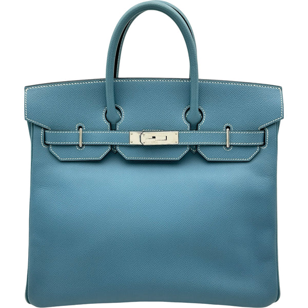 エルメス HERMES オータクロア32 □J刻印 ブルージーン/シルバー金具
