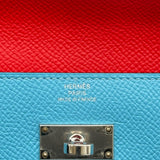 エルメス HERMES ケリーウォレット ロング ヴェルソ D刻 ブルーノール/ルージュクー シルバー金具 エプソン レディース 長財布