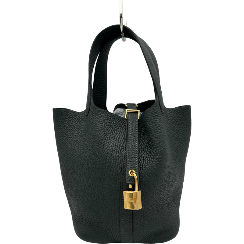 HERMES ピコタンロックPM 黒　ゴールド金具 エルメス HERMES ピコタンロックPM W刻印 ヴェールフォンセ ゴールド
