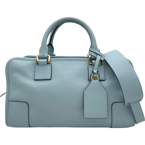 LOEWE アマソナ 28 ブルー　ターコイズ スエード ハンドバッグ　ロエベ ロエベ LOEWE アマソナ28 352.30.N03 ライトブルー レザー レディース