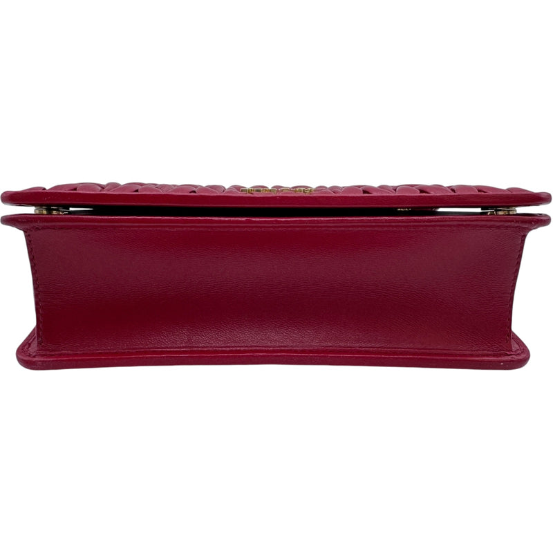 Miu Miu 赤 レザー ショルダーバッグ ミュウミュウ miu miu マテラッセチェーンショルダー 5BP065 レッド
